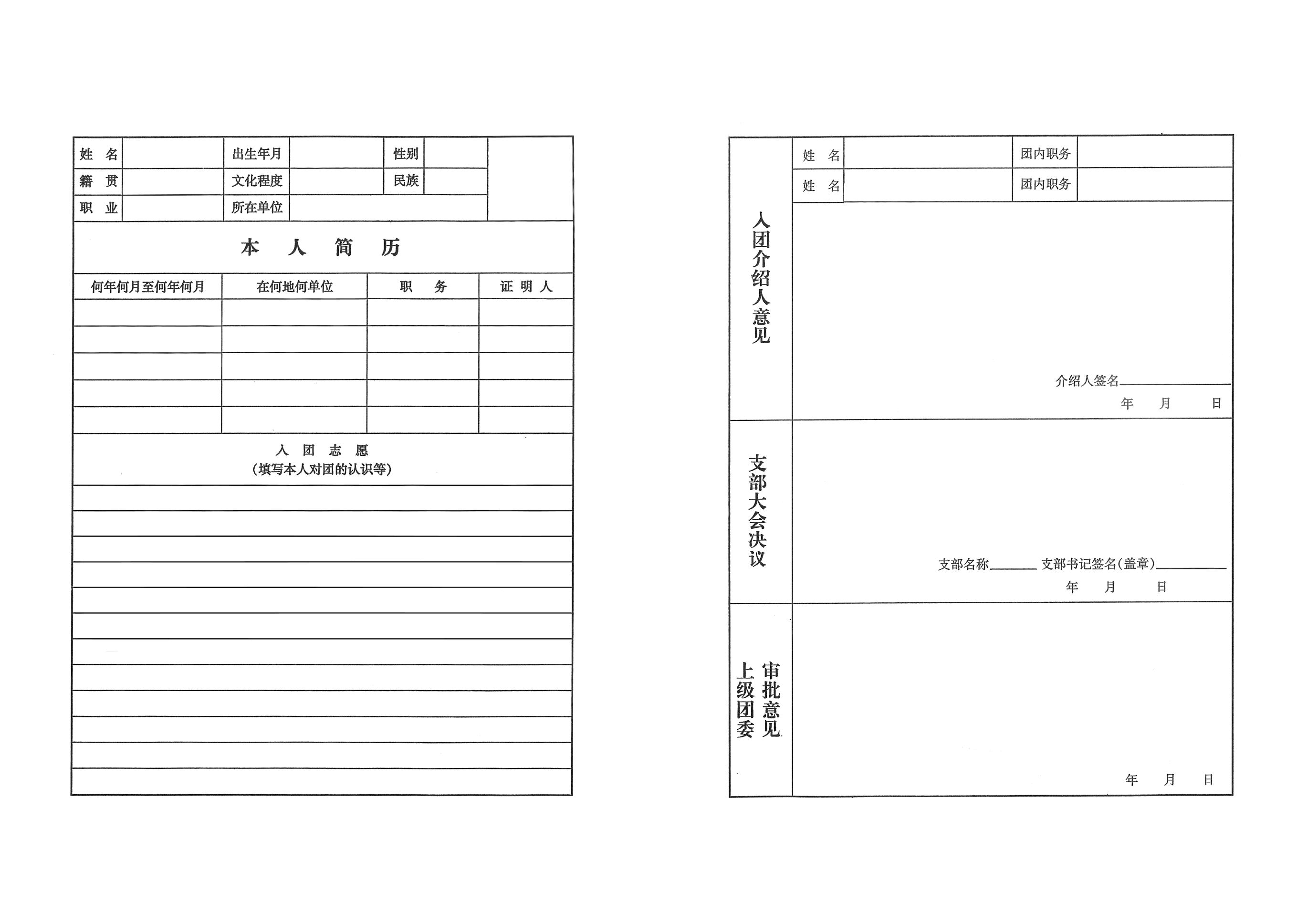 新时代青年入团体验，电子表入团志愿书