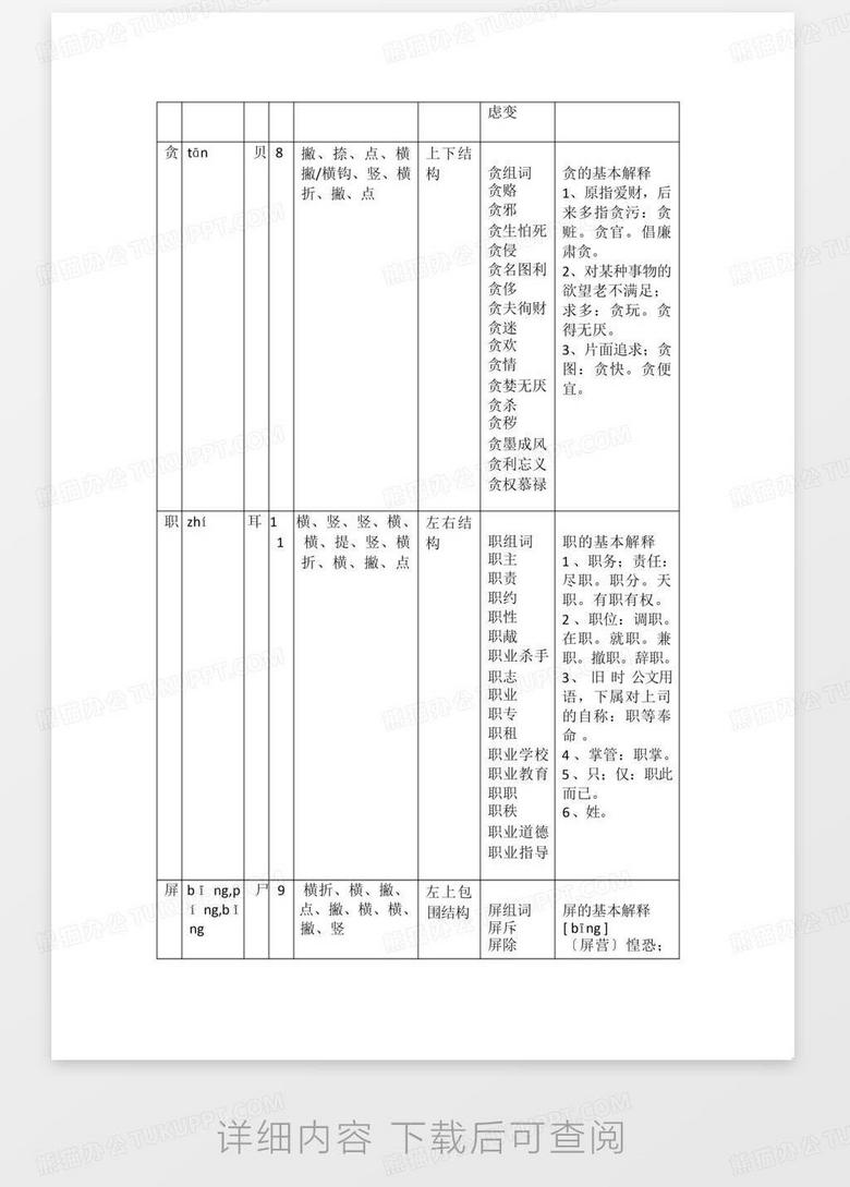 探究组词与部首结构之美